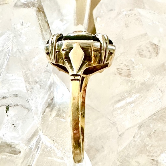 14K Art Deco Octagonal Onyx & Diamond Ring - Picture 12 of 15